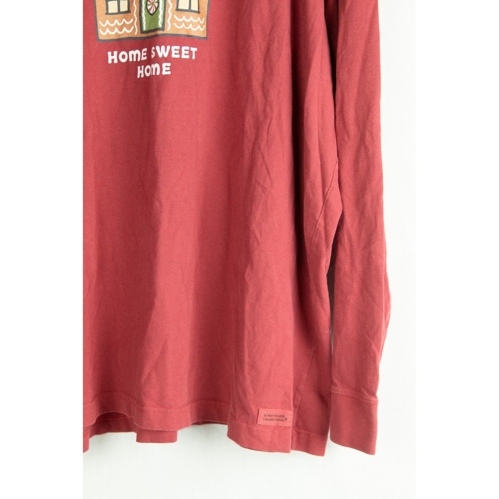 Life is Good Womens Red Gingerbread Home Sweet Home Long Sleeve Crusher Tee XXL - Picture 5 of 14
